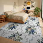Vintage Blue Rose Garland Background Rug Bedroom View