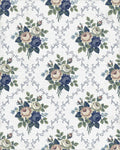 Vintage Blue Rose Garland Background Rug - Cutout View