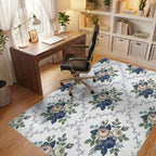 Vintage Blue Rose Garland Background Rug Office View