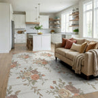 Vintage Blush Pink Rose Bouquet Rug Living Room View