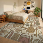 Vintage Botanical Tea Cup Compass Art Rug Bedroom View