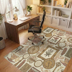 Vintage Botanical Tea Cup Compass Art Rug Office View
