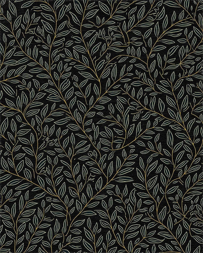 Vintage Botanical Vine Pattern Rug - Cutout View