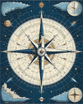 Vintage Celestial Compass Star Chart Rug - Cutout View