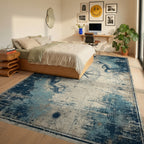 Vintage Distressed Nautical Compass Rug - Bedroom View