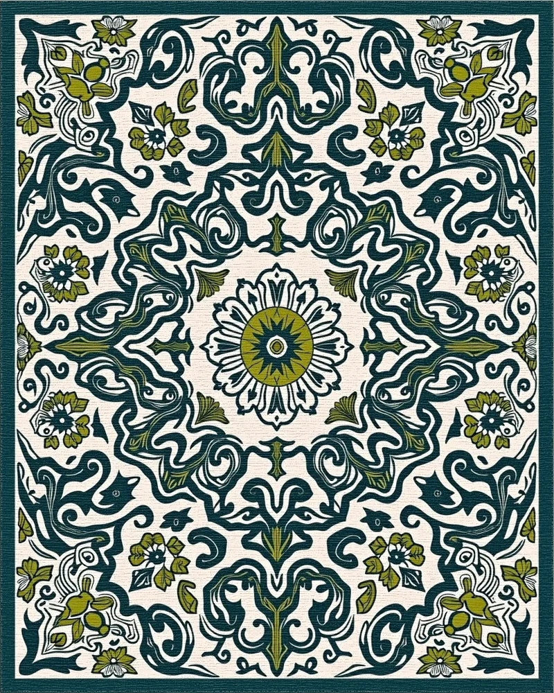 Vintage Floral Swirl Pattern Rug - Cutout View