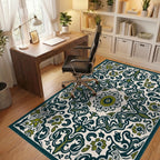 Vintage Floral Swirl Pattern Rug Office View
