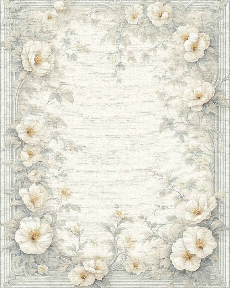 Vintage Floral Vine Pattern Rug - Cutout View