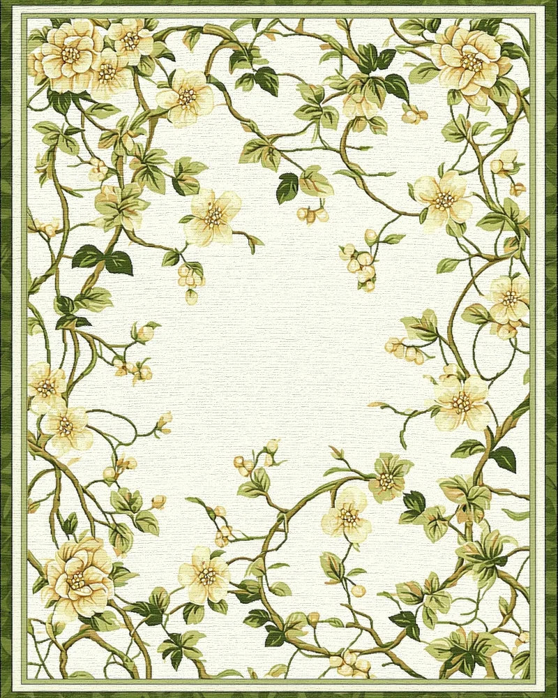 Vintage Floral Vine Pattern Rug - Cutout View
