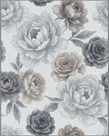 Vintage Gray Floral Peony Bloom Rug - Cutout View