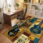 Vintage Guitars Sheet Music Harmony Rug - Office View