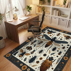 Vintage Insect Floral Detailed Pattern Rug - Office View
