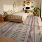Vintage Muted Mauve Striped Rug Bedroom View