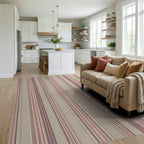 Vintage Muted Mauve Striped Rug Living Room View
