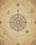 Vintage Nautical Compass Chart Rug - Cutout View