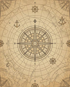 Vintage Nautical Compass Chart Rug - Cutout View