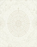 Vintage Nautical Compass Map Rug - Cutout View