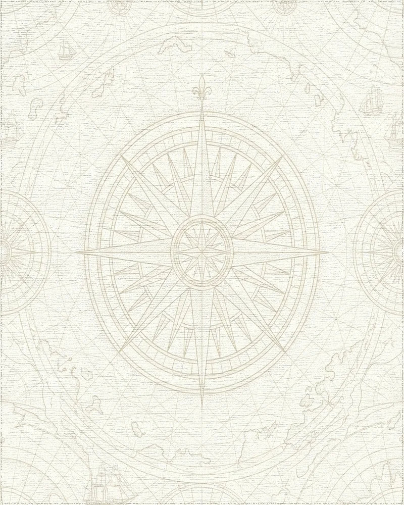 Vintage Nautical Compass Map Rug - Cutout View