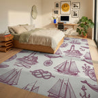Vintage Nautical Lighthouse Whale Sailboat Rope Rug Bedroom View