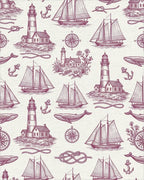 Vintage Nautical Lighthouse Whale Sailboat Rope Rug - Cutout View