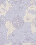 Vintage Nautical Map Compass Rose Rug - Cutout View