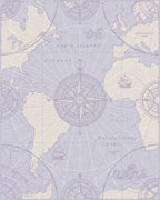 Vintage Nautical Map Compass Rose Rug - Cutout View