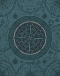 Vintage Nautical Map Compass Rose Rug - Cutout View