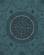 Vintage Nautical Map Compass Rose Rug - Cutout View