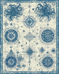 Vintage Navy Octopus Compass Rug - Cutout View