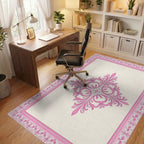 Vintage Pink Floral Ornament Rug - Office View