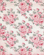 Vintage Pink Rose Garden Arrangement Rug - Cutout View