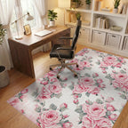 Vintage Pink Rose Garden Arrangement Rug - Office View