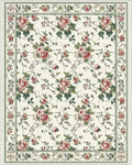 Vintage Pink Roses Green Vines Rug - Cutout View