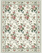 Vintage Pink Roses Green Vines Rug - Cutout View