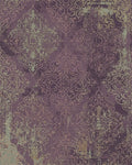 Vintage Plum Damask Scroll Rug - Cutout View