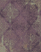 Vintage Plum Damask Scroll Rug - Cutout View