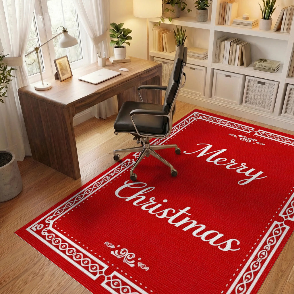 Vintage Red Ornate Border Rug - Office View