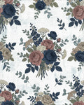 Vintage Rose and Navy Bouquet Rug - Cutout View