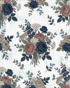 Vintage Rose and Navy Bouquet Rug - Cutout View