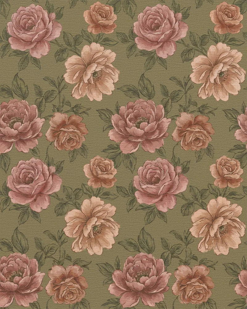 Vintage Rose Blossom Garden Rug - Cutout View