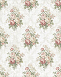 Vintage Rose Bouquet Damask Rug - Cutout View