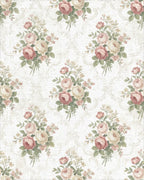 Vintage Rose Bouquet Damask Rug - Cutout View