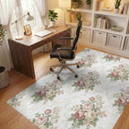 Vintage Rose Bouquet Damask Rug Office View