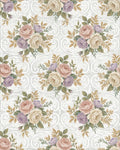 Vintage Rose Garden Scroll Work Rug - Cutout View