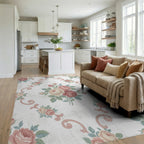 Vintage Rose Garland Floral Rug Living Room View