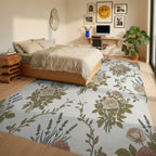 Vintage Rose Lavender Bouquet Rug Bedroom View