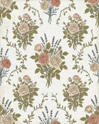 Vintage Rose Lavender Bouquet Rug - Cutout View