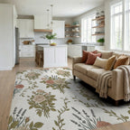 Vintage Rose Lavender Bouquet Rug Living Room View