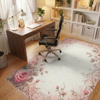 Vintage Rose Vine Floral Pattern Rug - Office View
