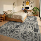 Vintage Scientific Curiosities Entomology Botanical Rug Bedroom View